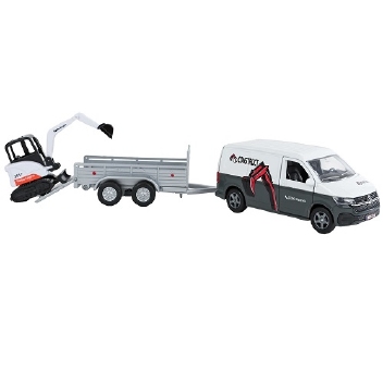 Die-cast VW Transporter met minigraver