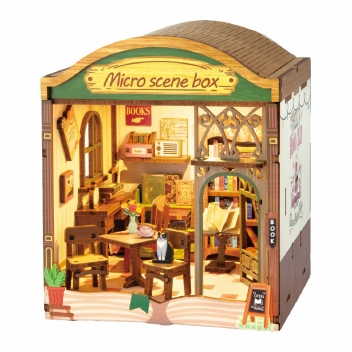Woodworks Houten Bouwpakket Book store  met Licht - 142 dlg. Miniature scene