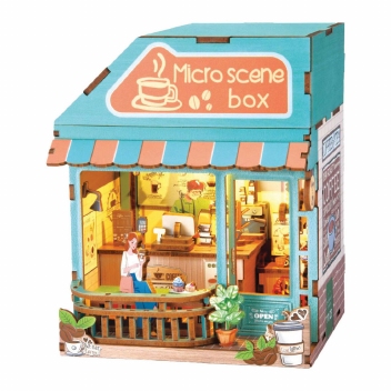 Woodworks Houten Bouwpakket coffee shop met Licht - 112 dlg. Miniature scene