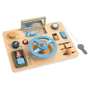 Dashbord met blauw stuur