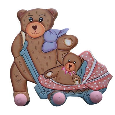 Kapstok beer kinderwagen; 3 pennen