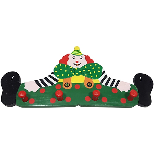 Kapstok clown groen; 4 pennen