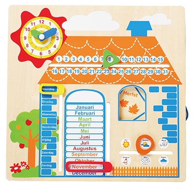 Kalender met jaargetijden; huis