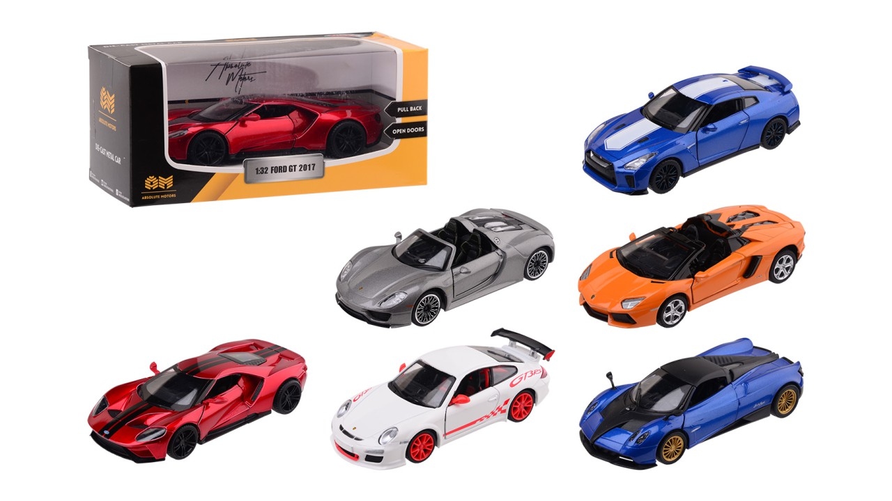Die-cast 1: 32 6 assorti lengte auto 14 cm
