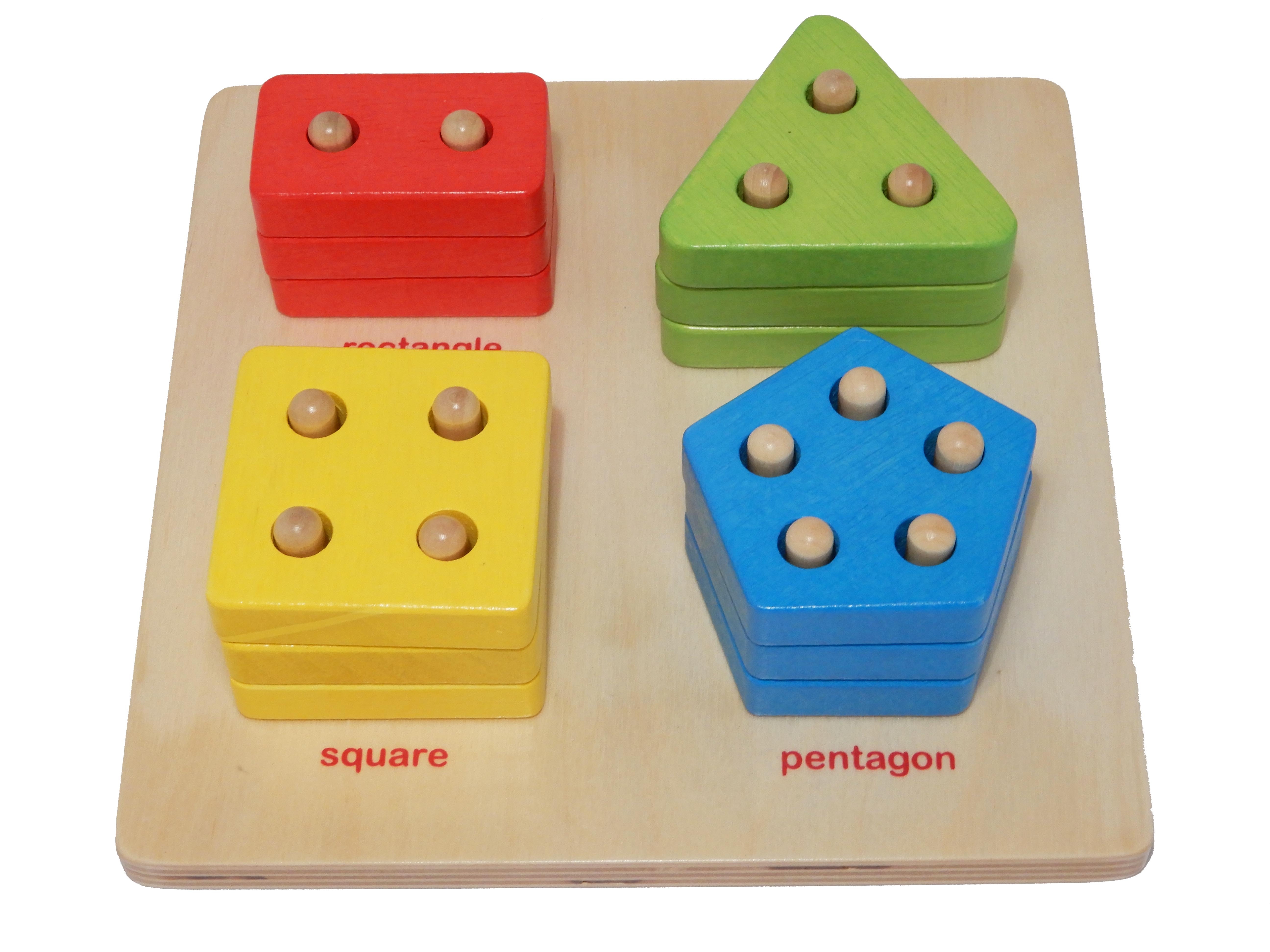 610010 - Sorteerbord geometrisch tellen multiplex/Rubberhout