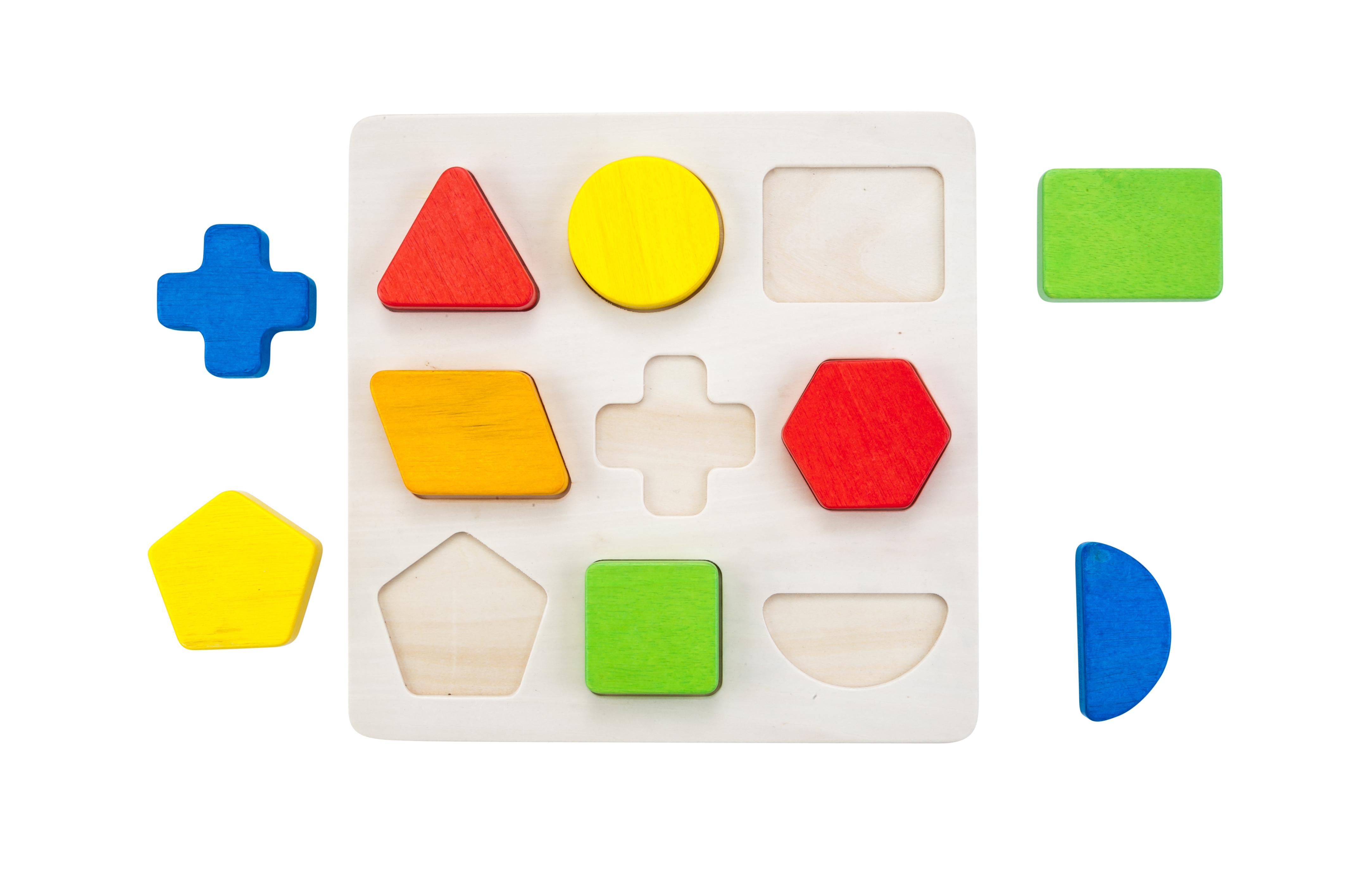 610024 - Sorteerbord geometrisch 9 vormen multiplex/rubberh