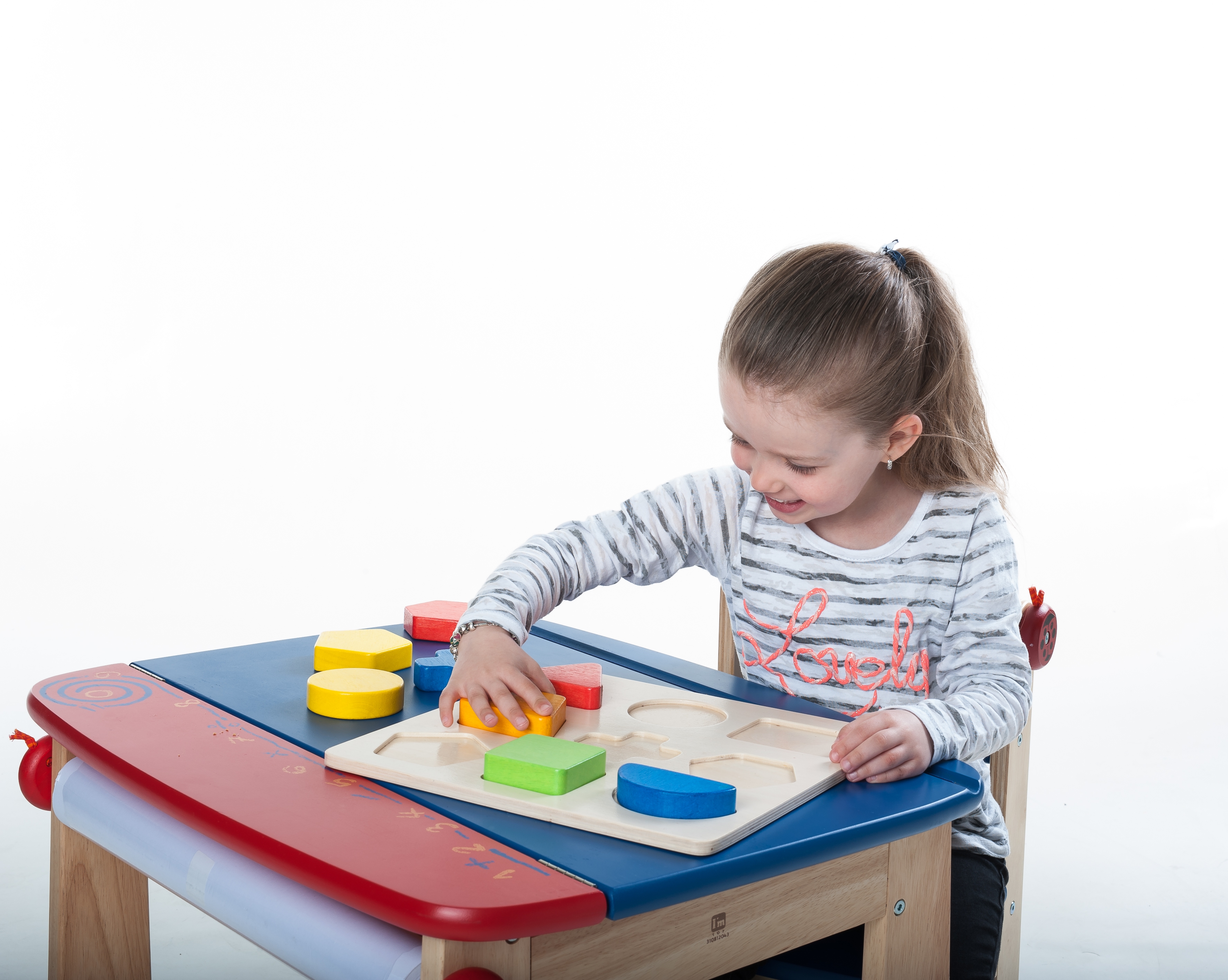 610024 - Sorteerbord geometrisch 9 vormen multiplex/rubberh