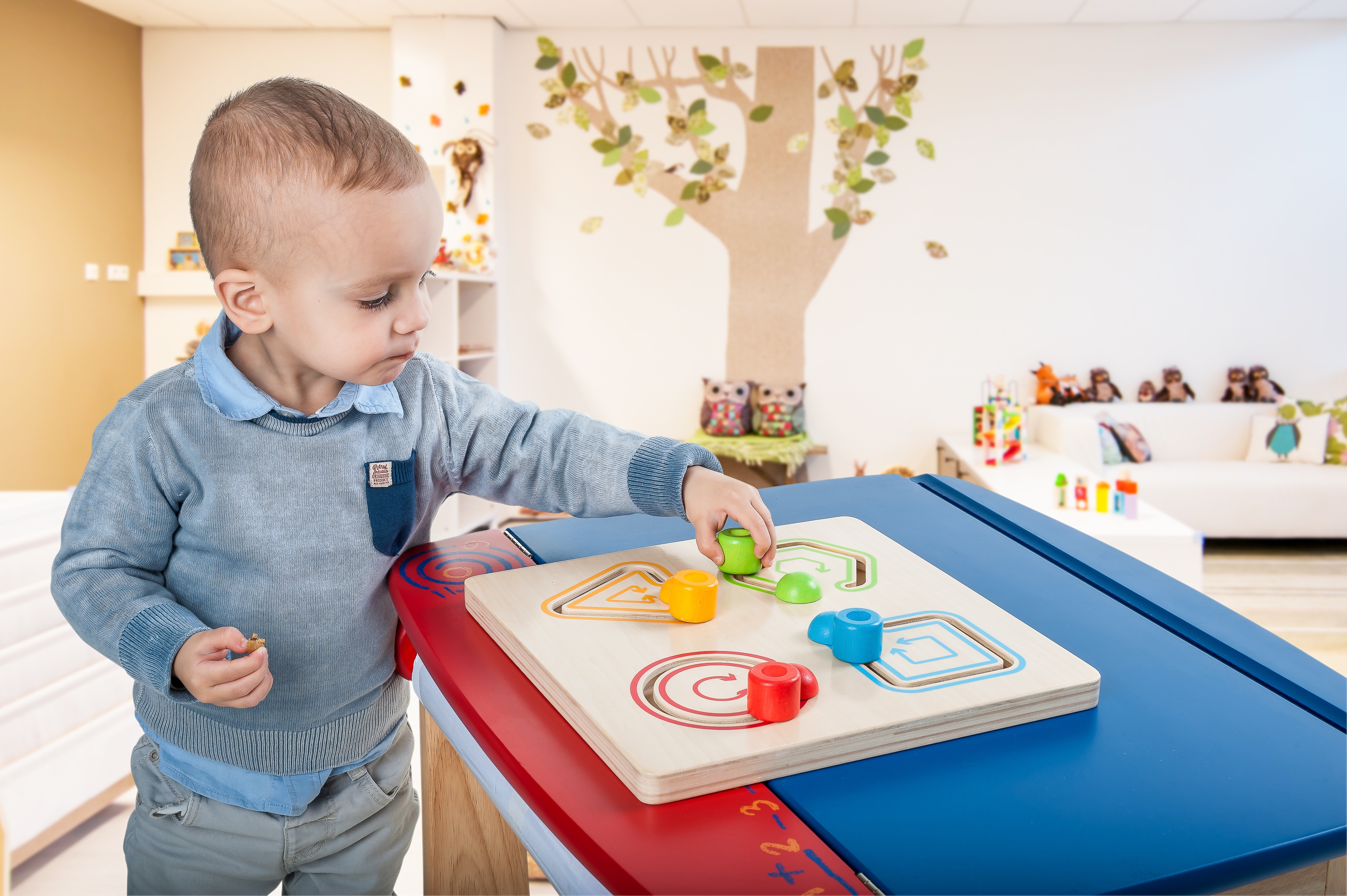 610026 - Schuifpuzzel 4 vormen multiplex/rubberhout