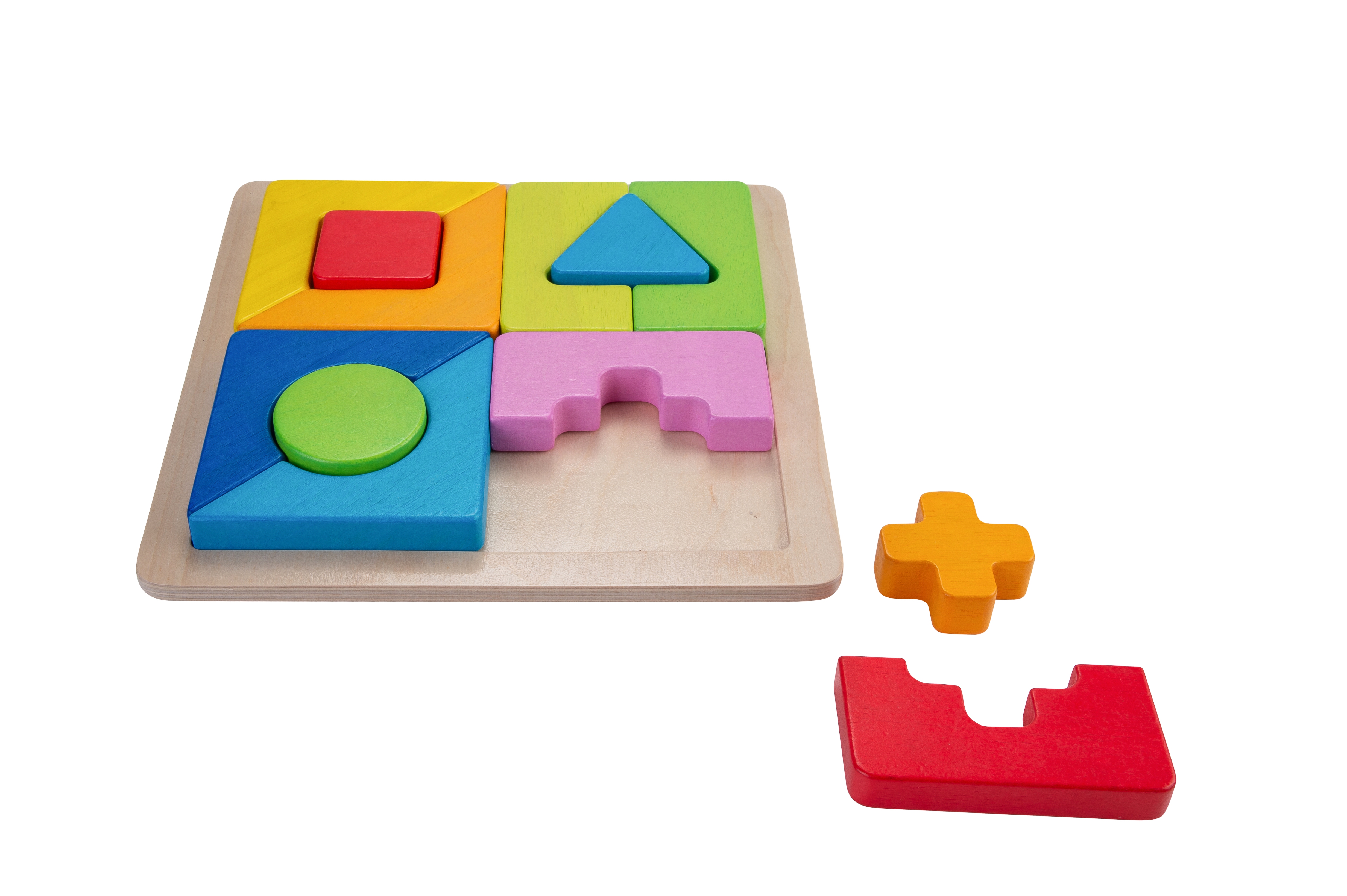 610029 - Sorteerbord geometrisch vormen multiplex/rubberhout