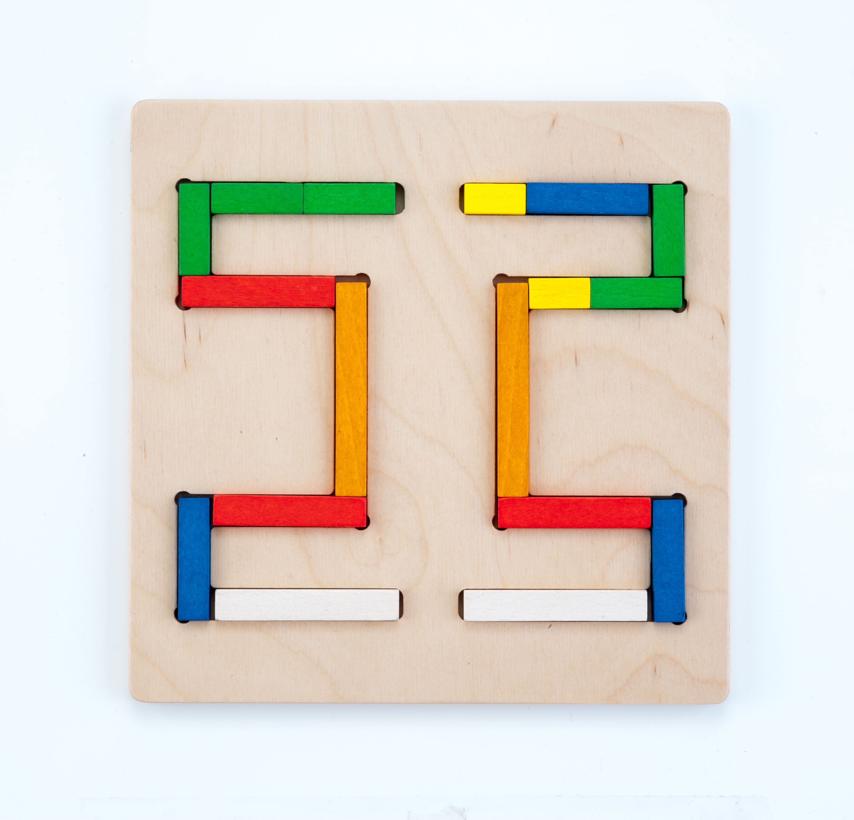 610033 - Vormenpuzzel staafjes van multiplex/rubberhout
