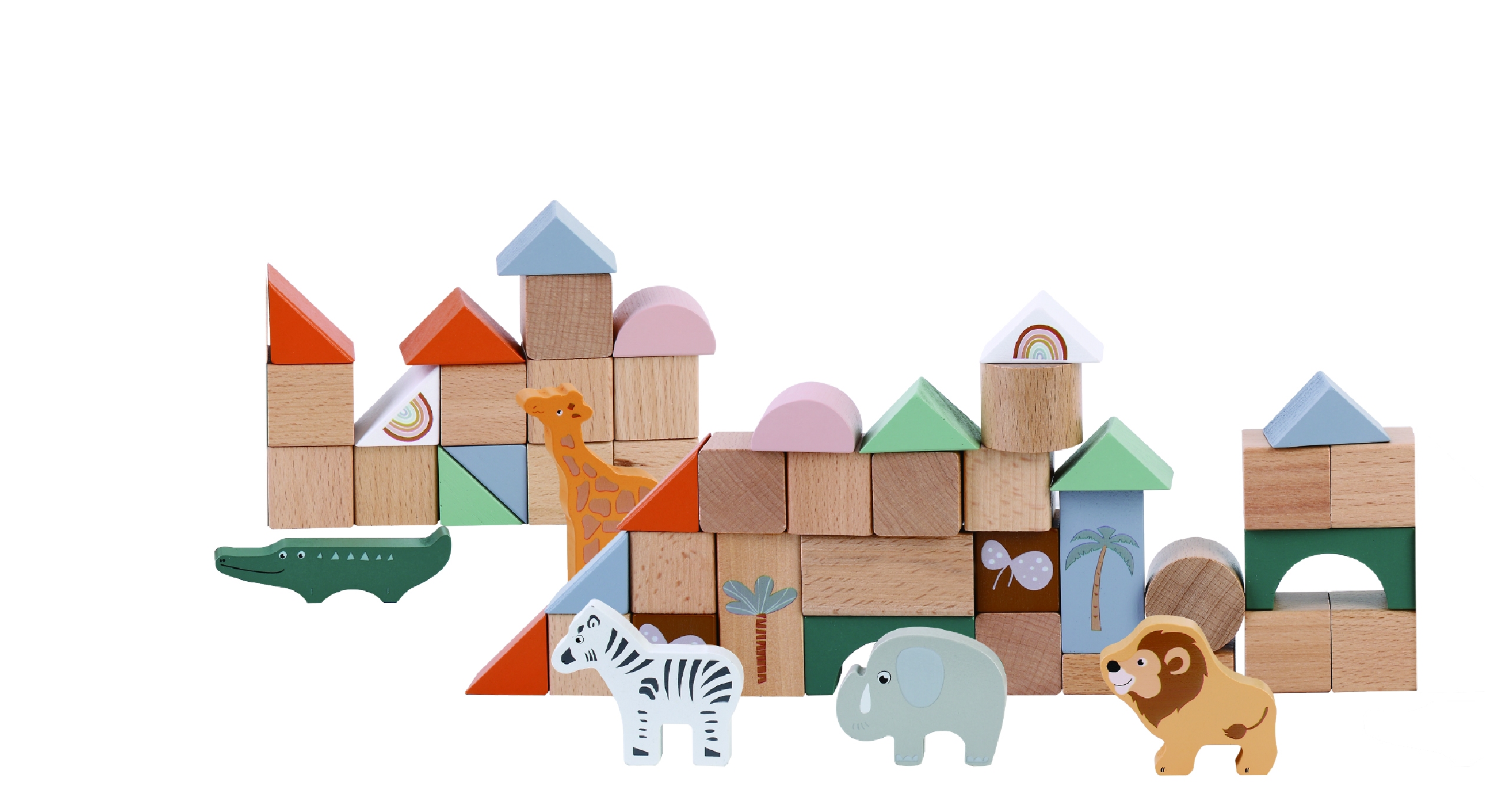 Blokkenton 50 beuken blokken Zookabee  Jungle