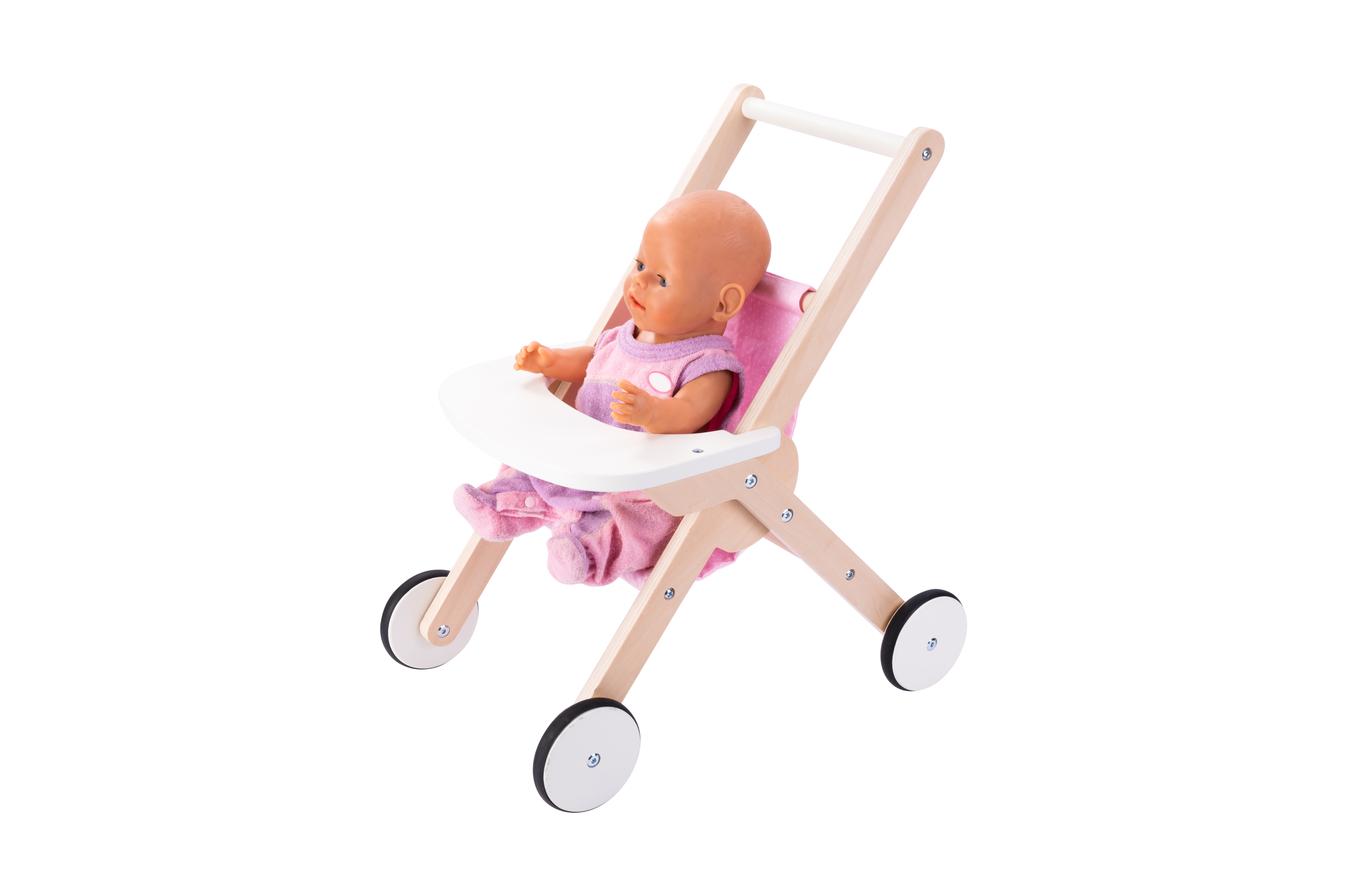 Buggy gemaakt van hout Roze  ongemonteerd