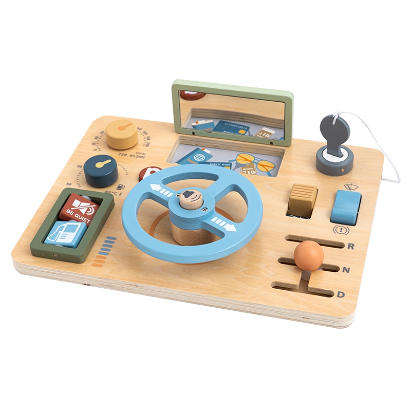 Dashbord met blauw stuur
