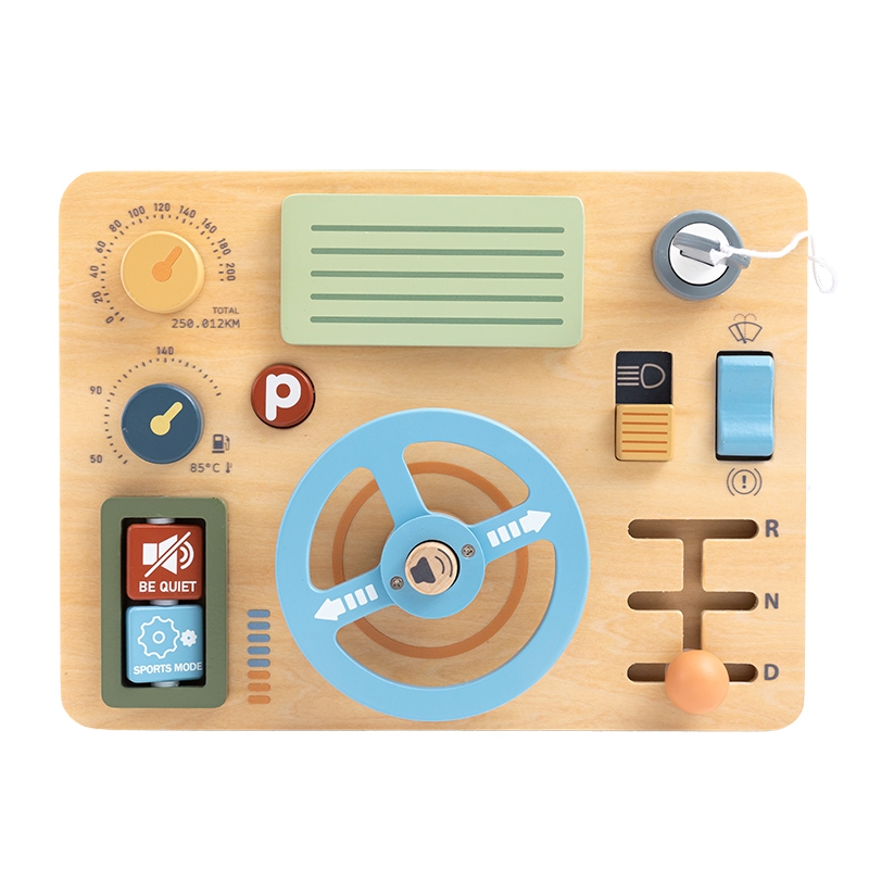 Dashbord met blauw stuur