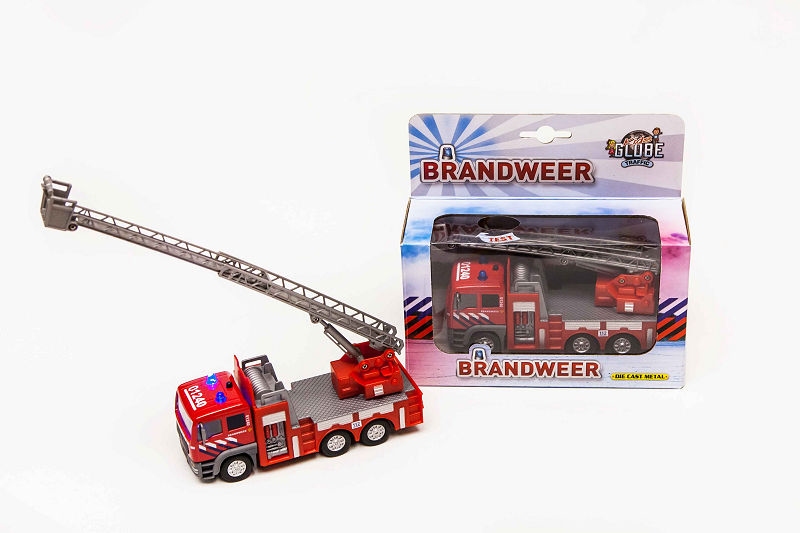 Die-cast Brandweer Ladderwagen licht en geluid 16 cm