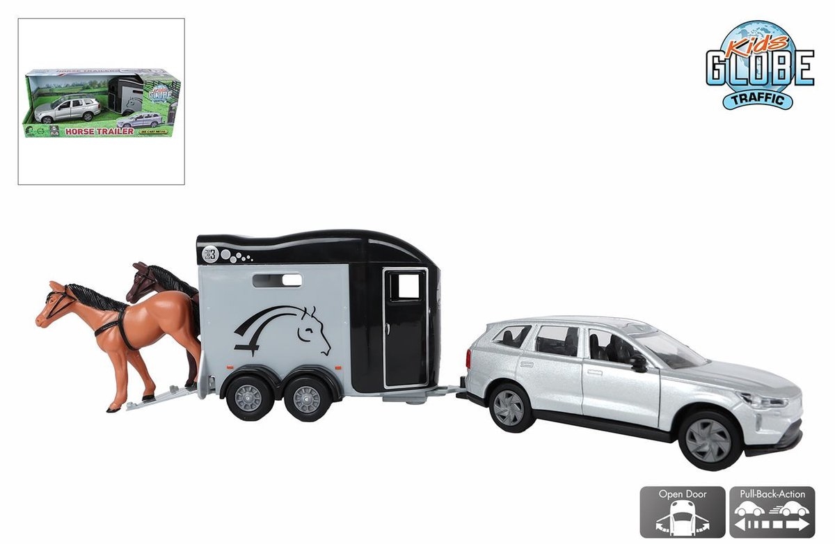 Die-cast Kids Globe Volvo EX90 Cheval Liberté Paardentrailer