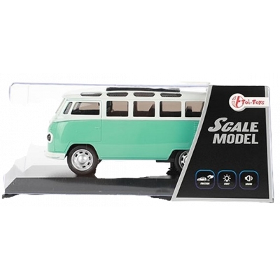 Die-cast Retro busje frictie +L-G in hard plastic doosje
