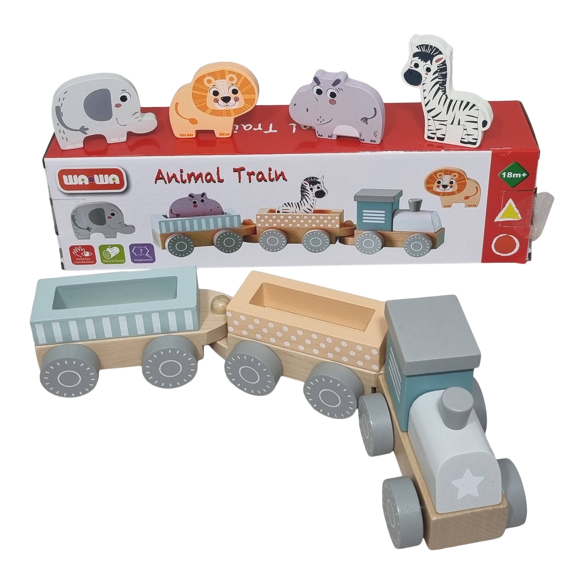 Dierentrein 3-delig pastelkleuren Jungle 20472