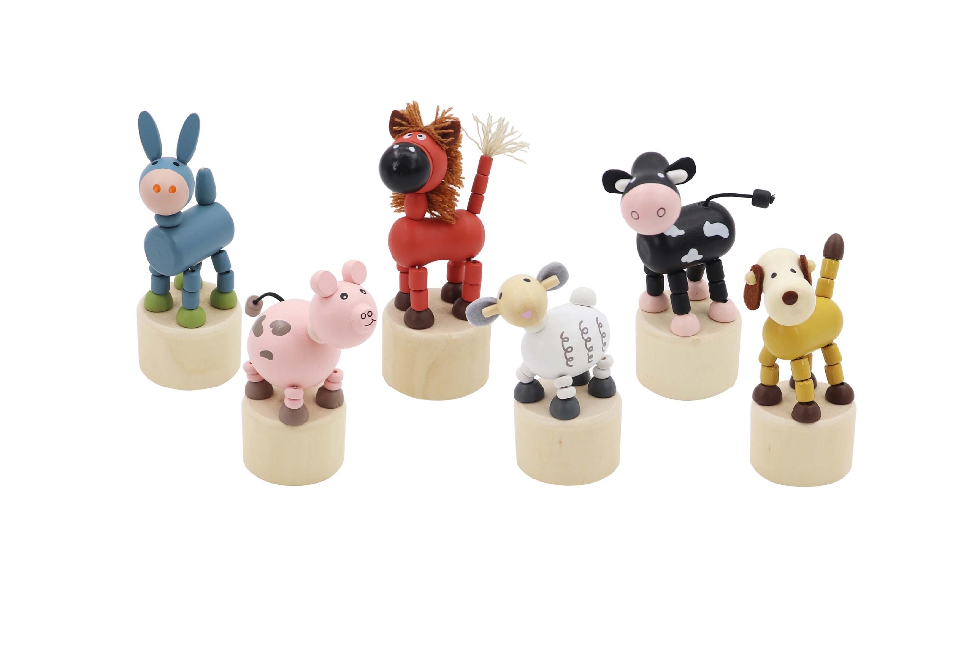 Drukpop boerderij dieren; 6 assortie