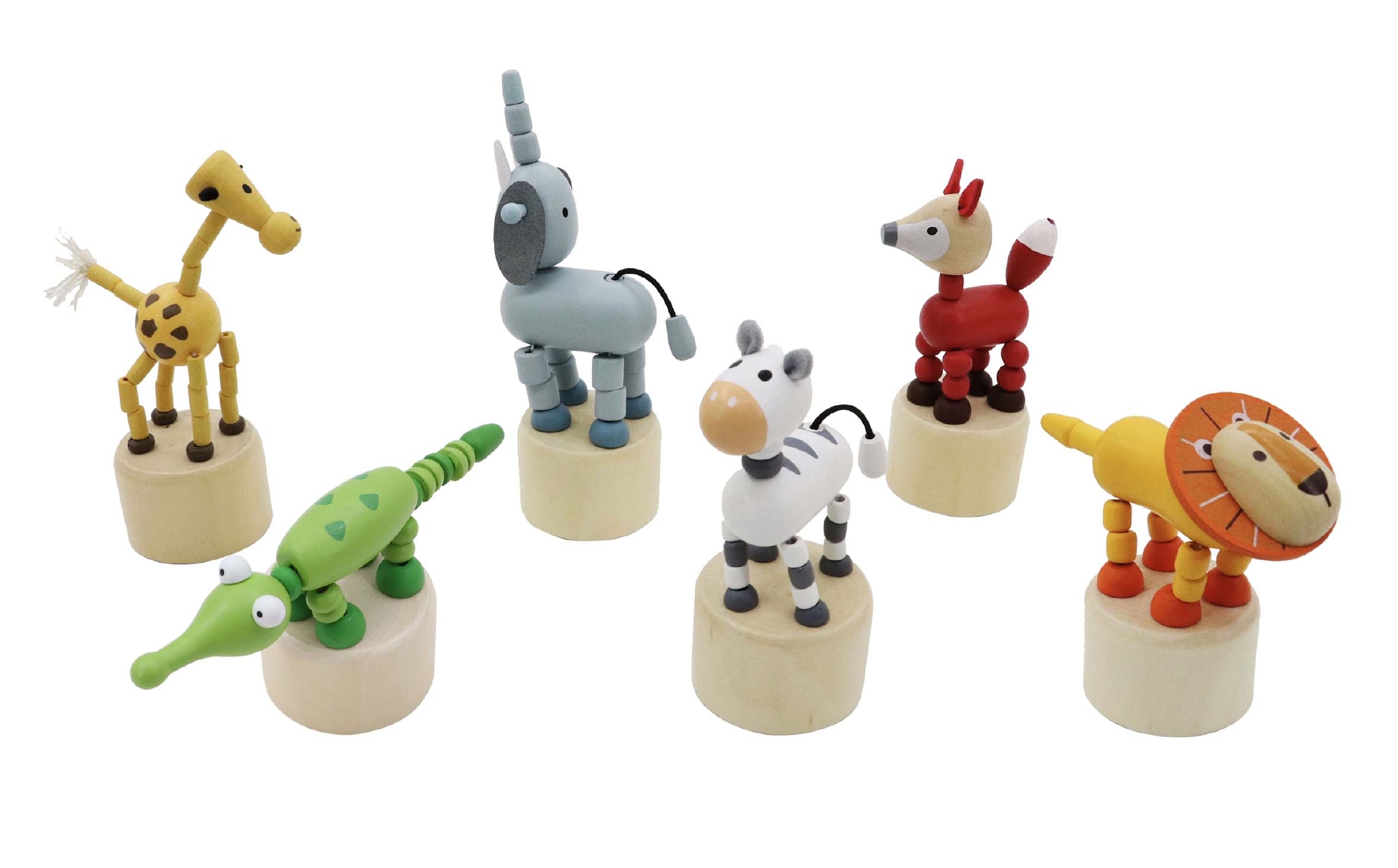 Drukpop Jungle dieren; 6 assortie