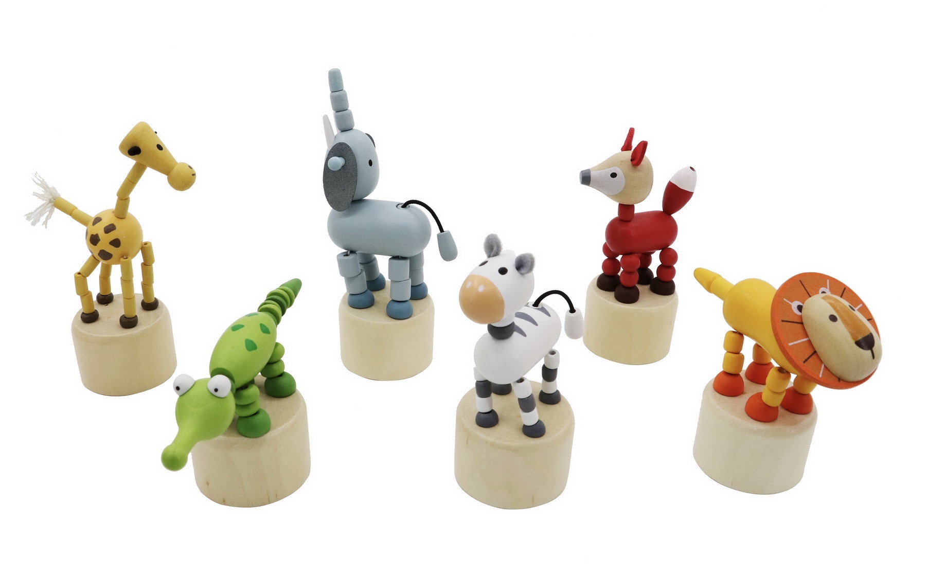 Drukpop Jungle dieren; 6 assortie