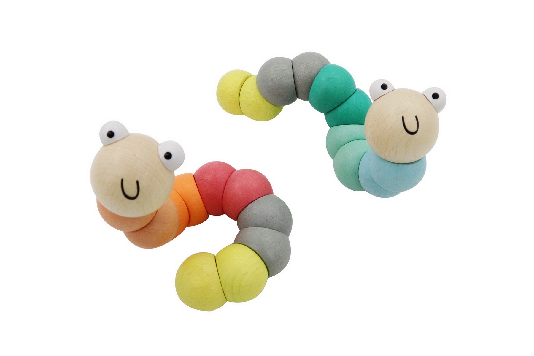 Elastische worm pastel; zacht groen etc mooi afgewerkt