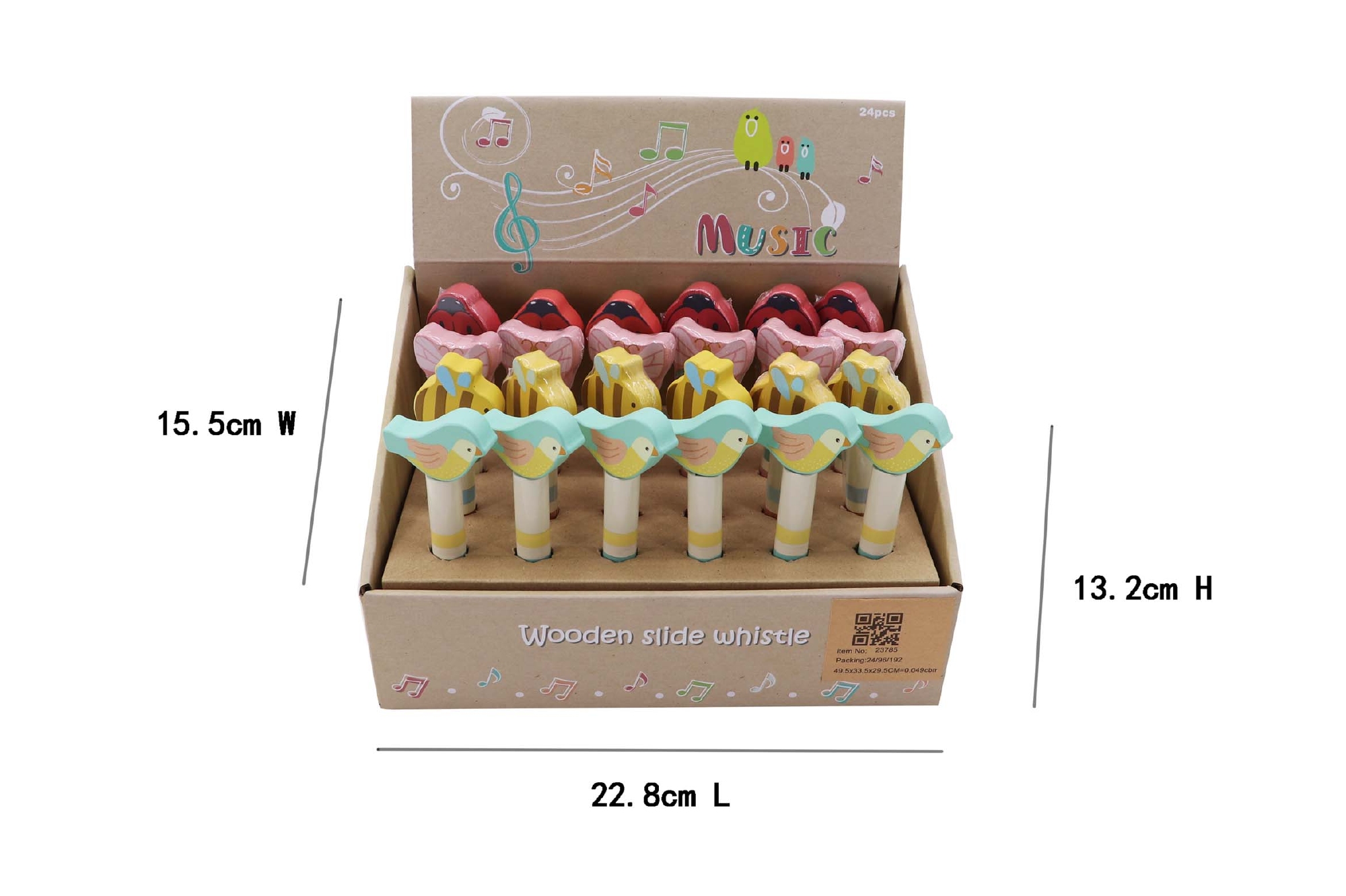 Houten schuiffluit 4 assorti