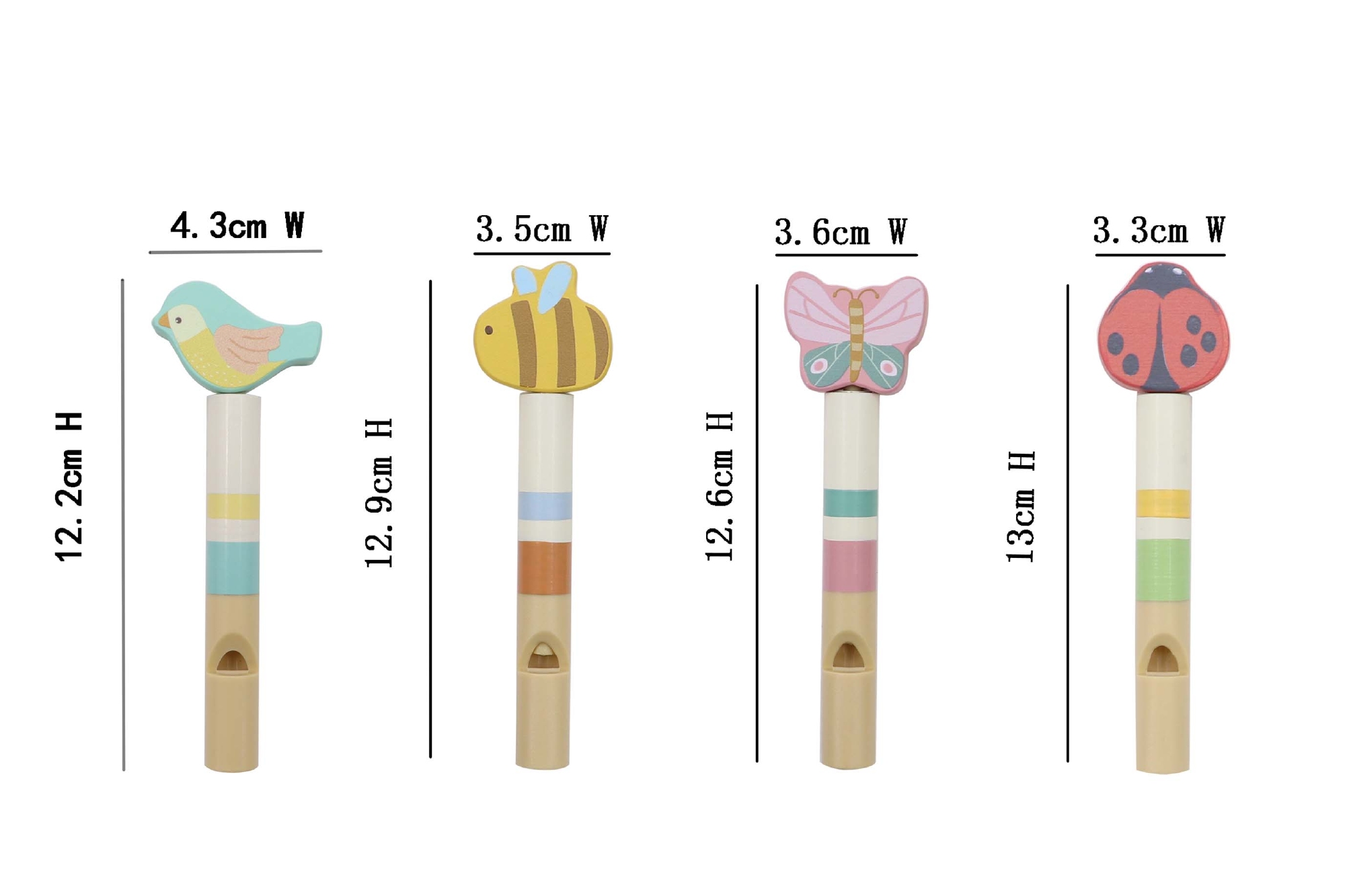 Houten schuiffluit 4 assorti