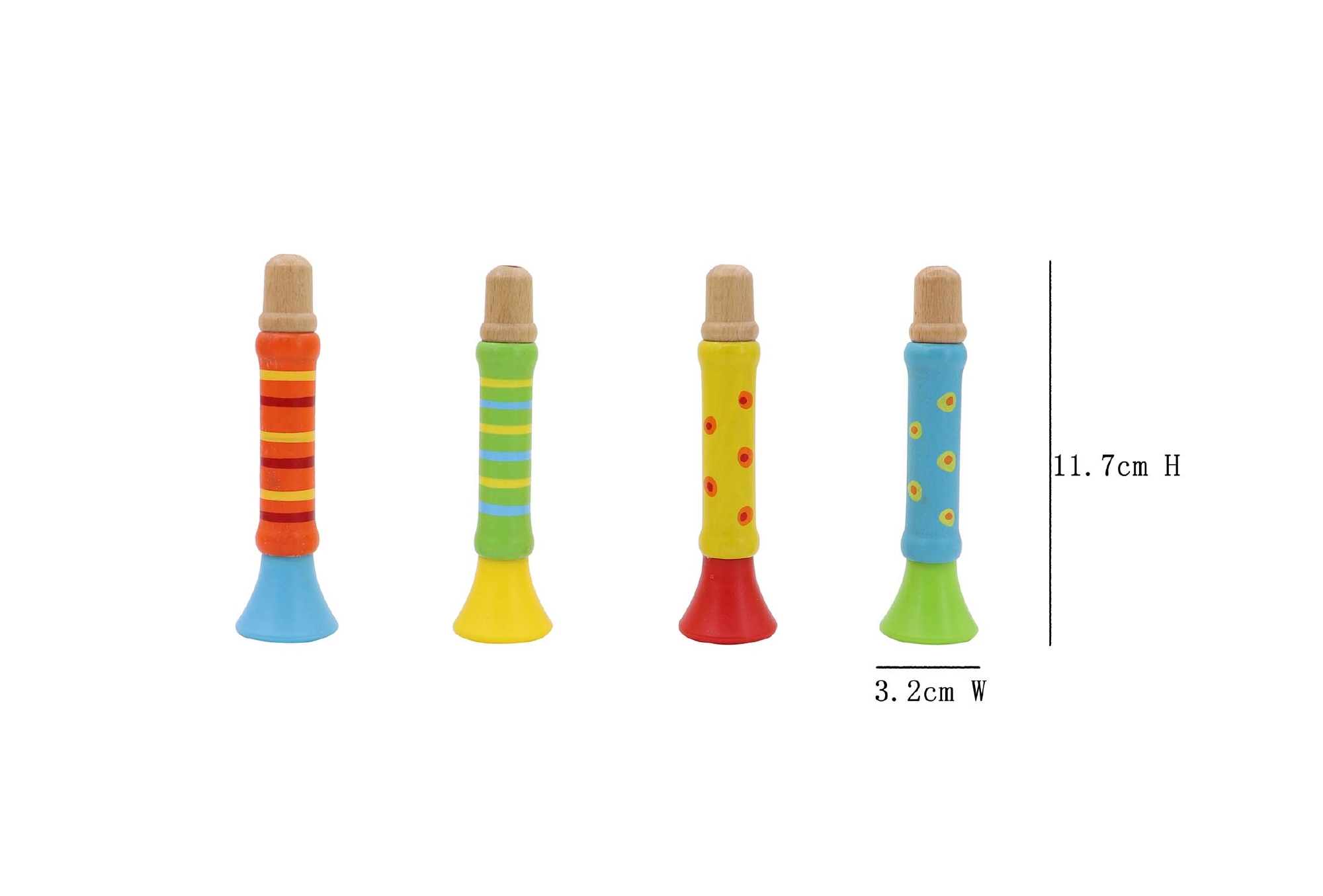 Houten Trompet 4 assorti