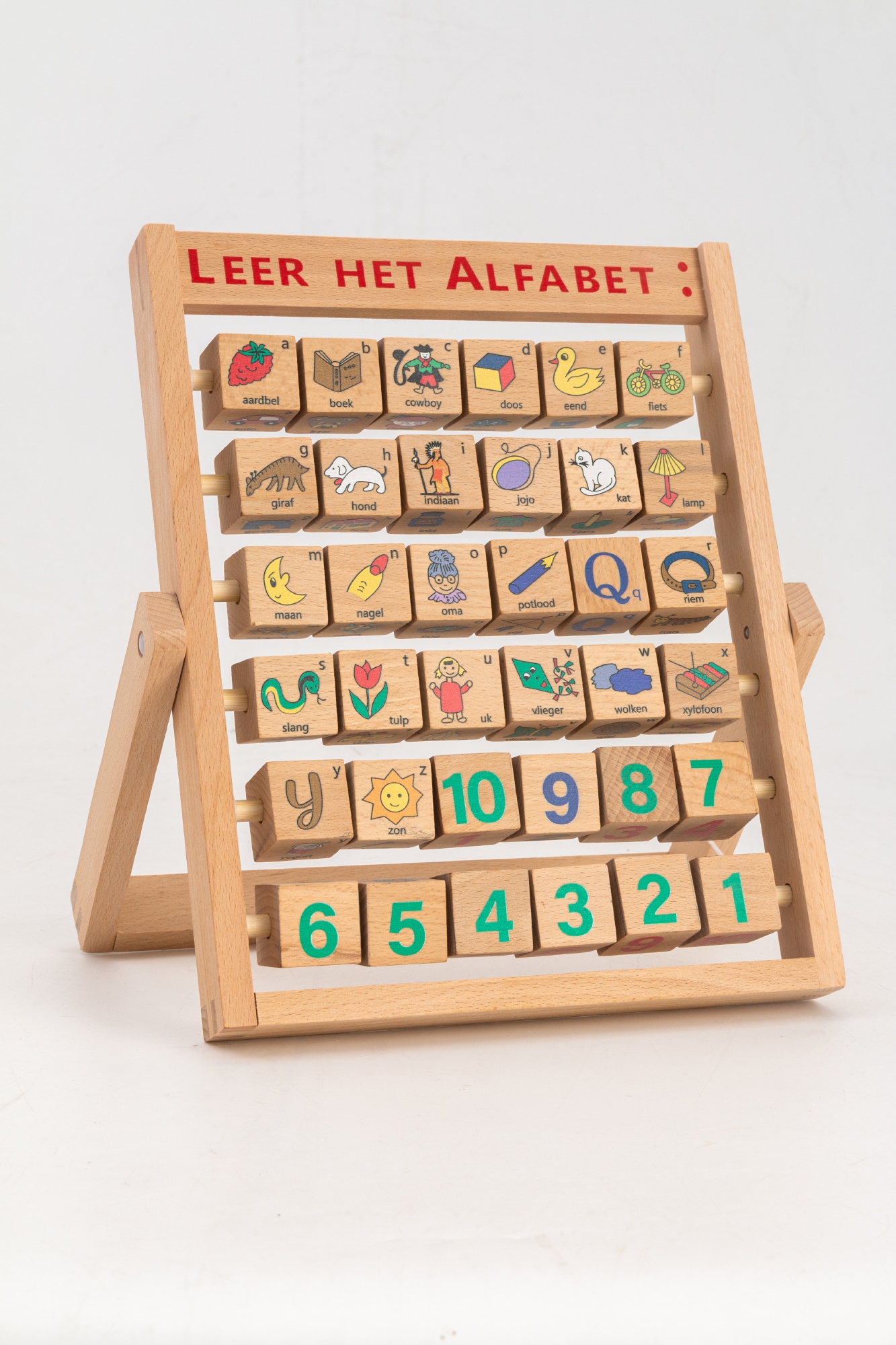 Leer het alfabet aan rek; Nederlands Beukenhout