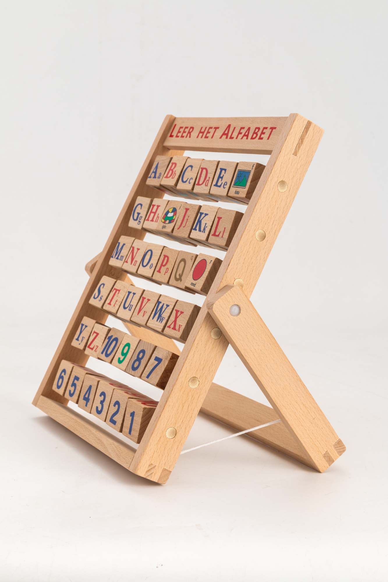 Leer het alfabet aan rek; Nederlands Beukenhout