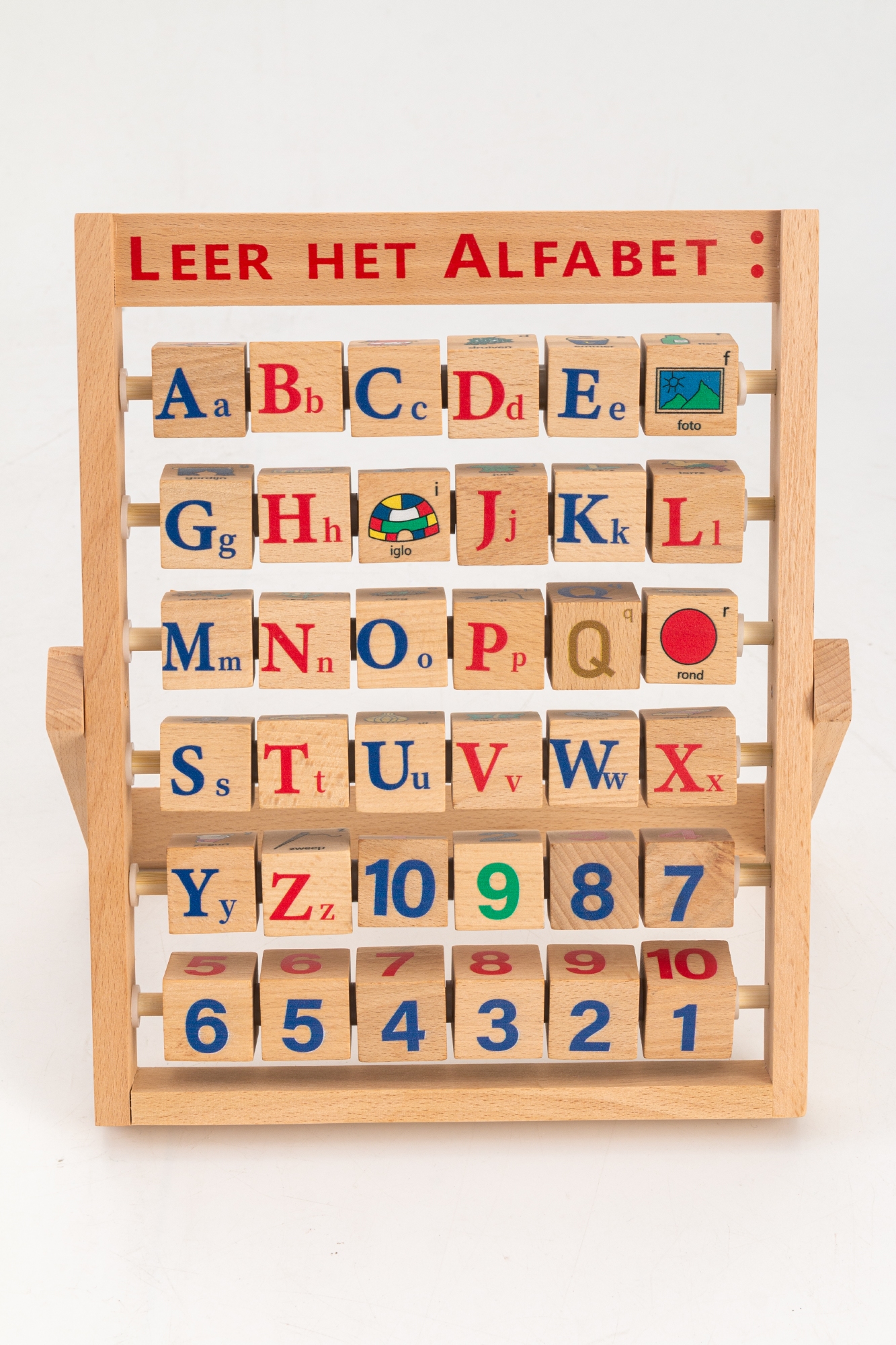 Leer het alfabet aan rek; Nederlands Beukenhout