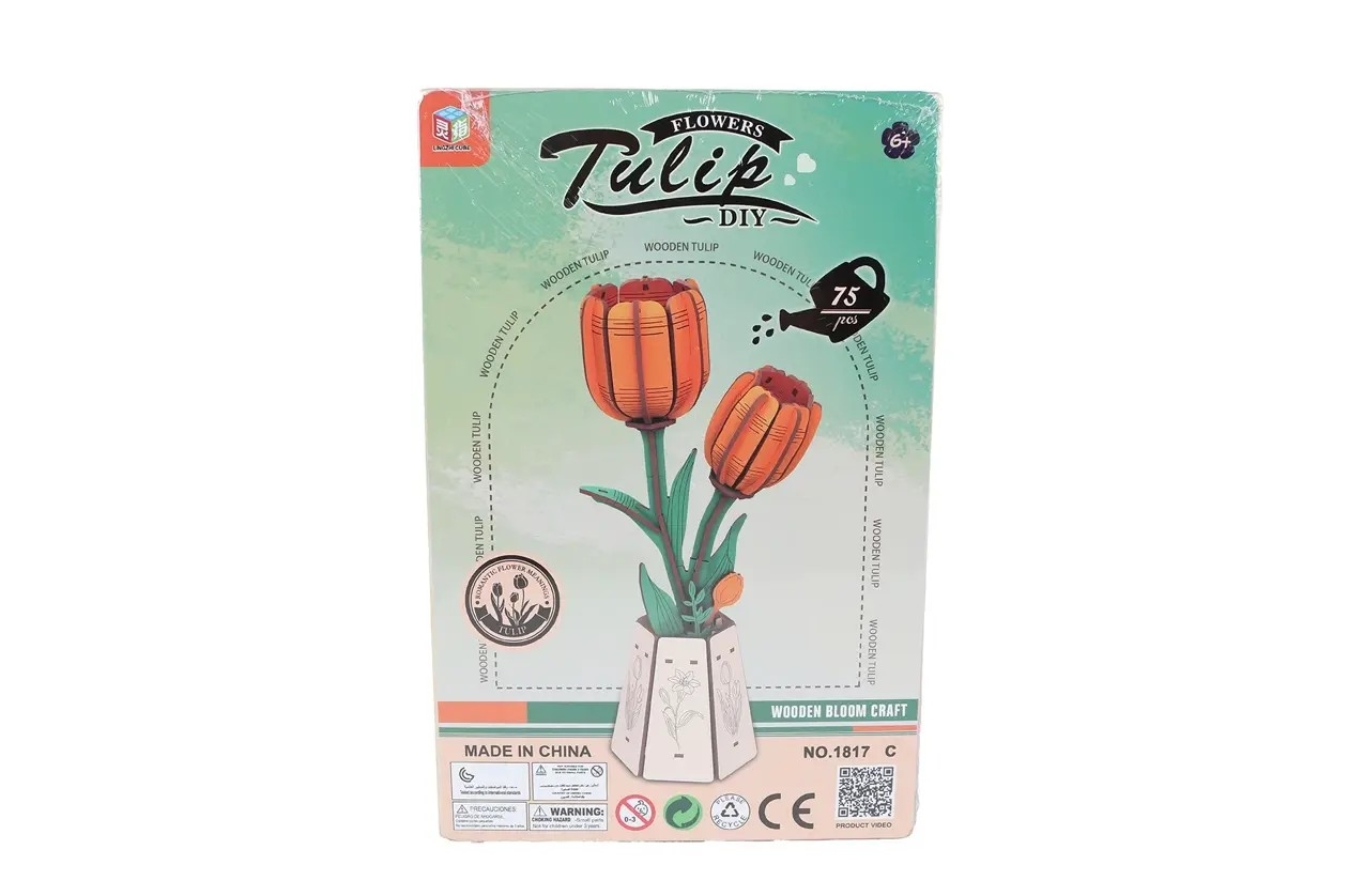 Maak je Eigen Houten Bloemen - 20,5cm 4 assorti