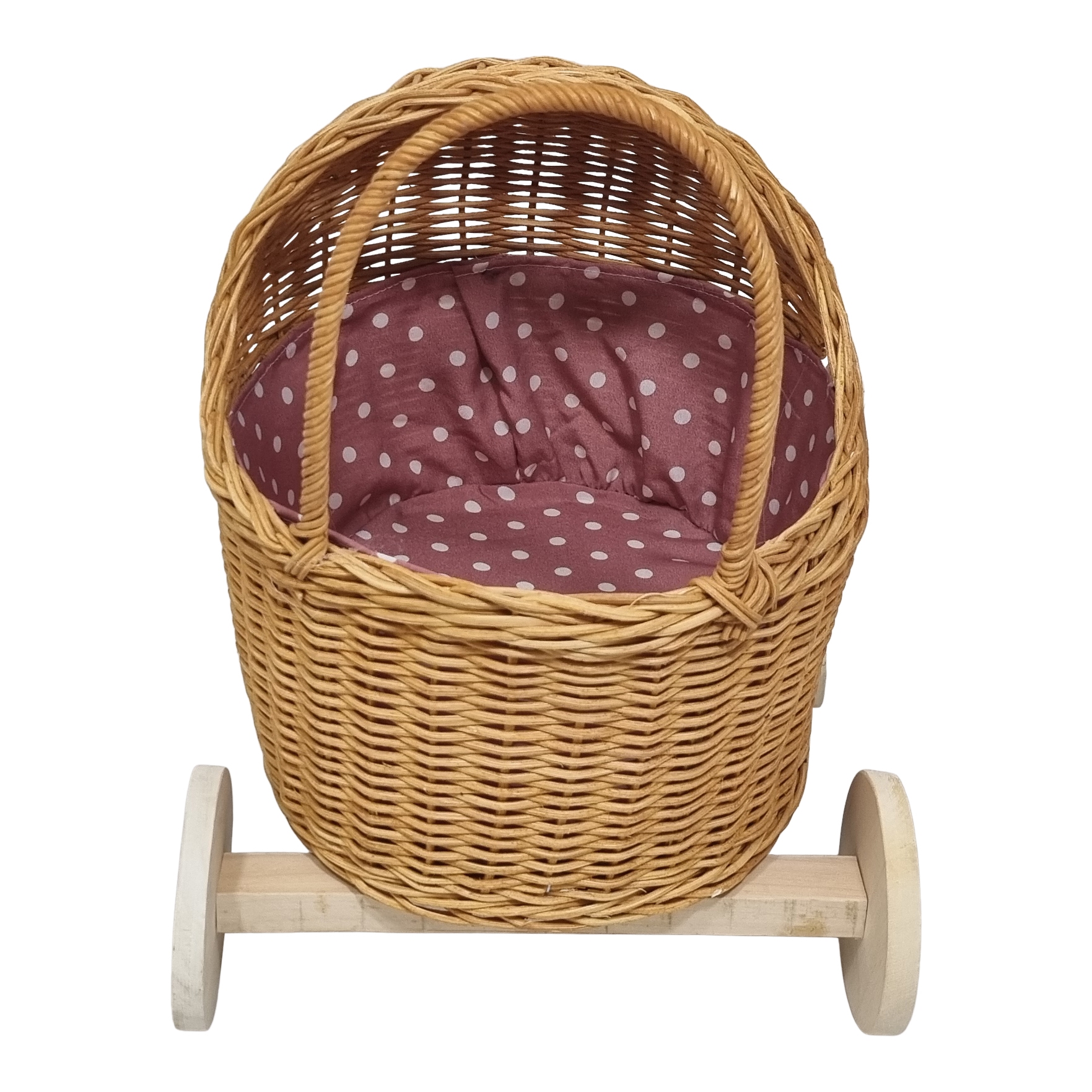 Mini Poppenwagen riet inclusief bekleding