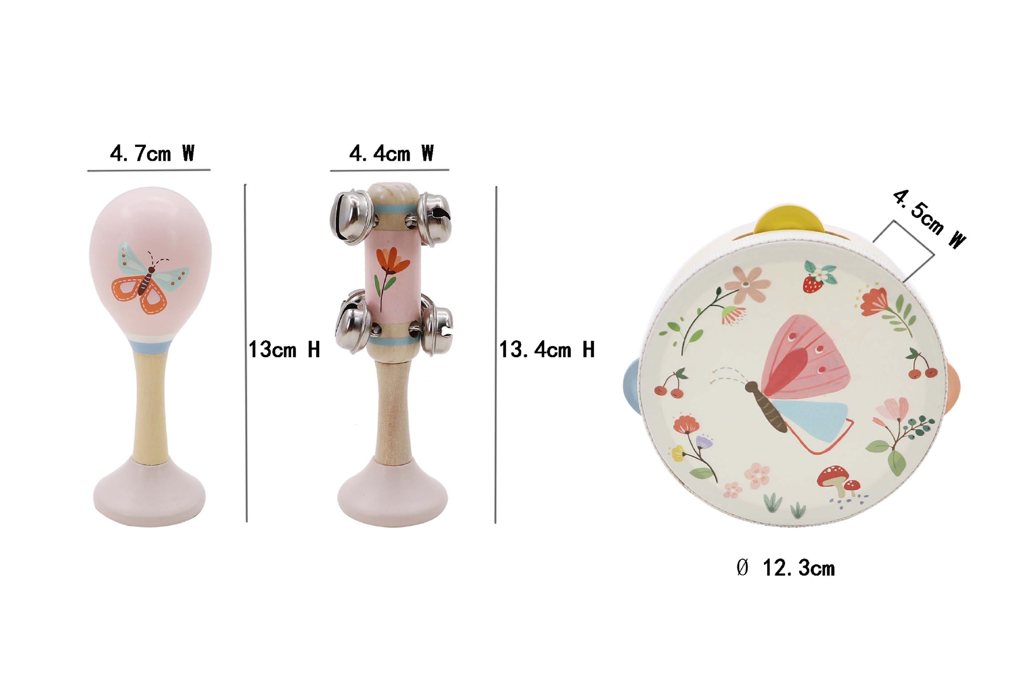 Muziekset 3 delig 3 assorti Vogel/Bij/Vlinder