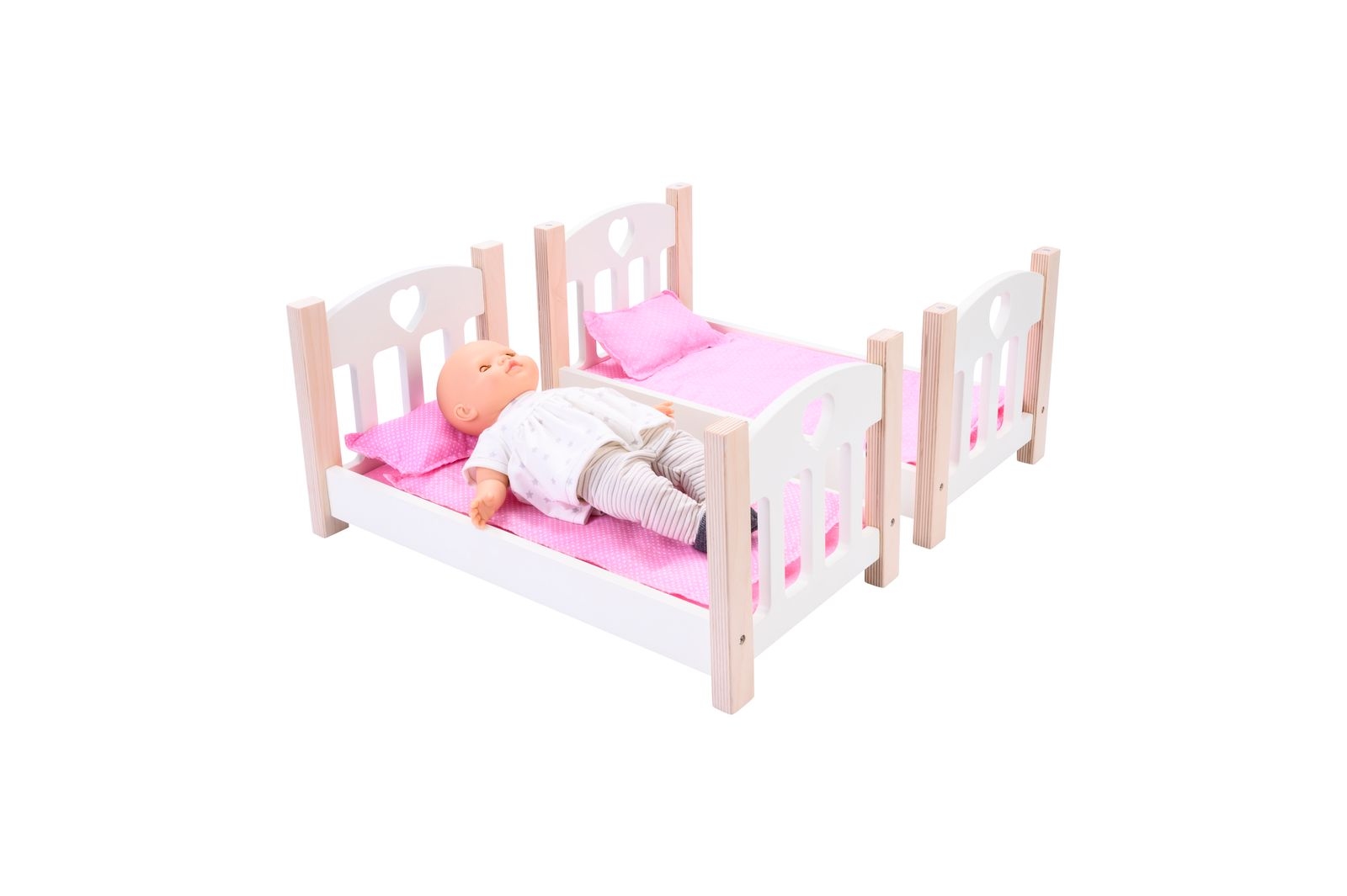 Poppen stapelbed roze / wit   24