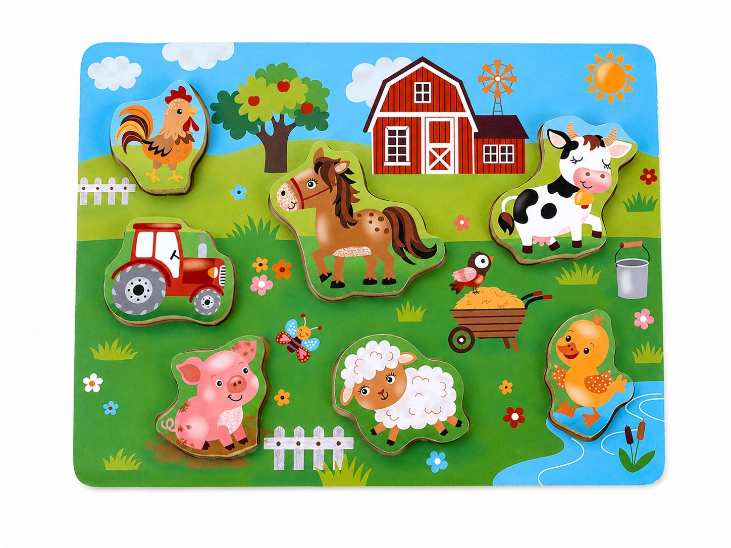 Puzzel boerderij tractor 7 dikke stukken (1,5 CM)