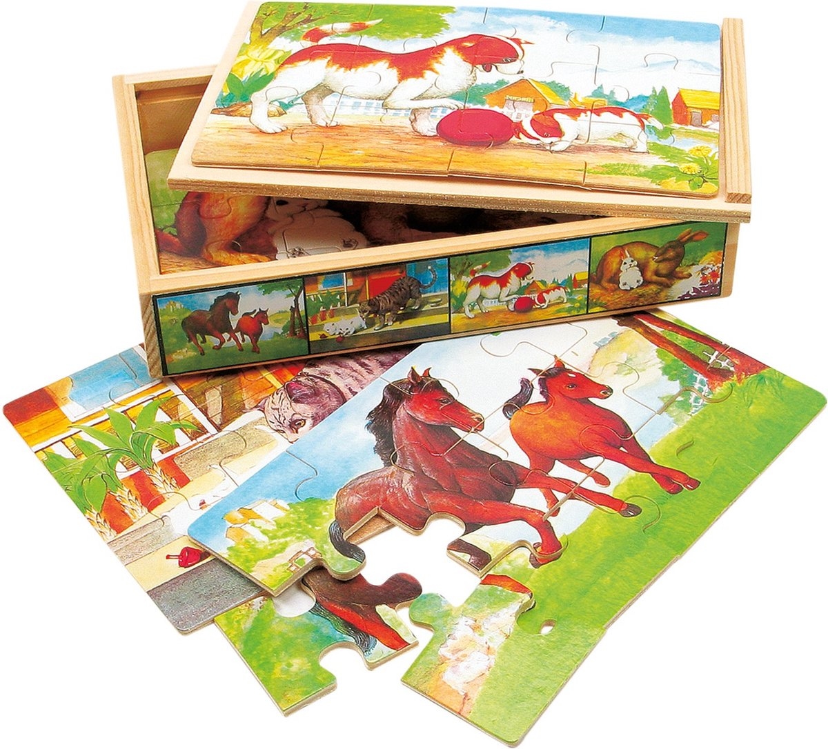 Puzzel in kist dieren Bino