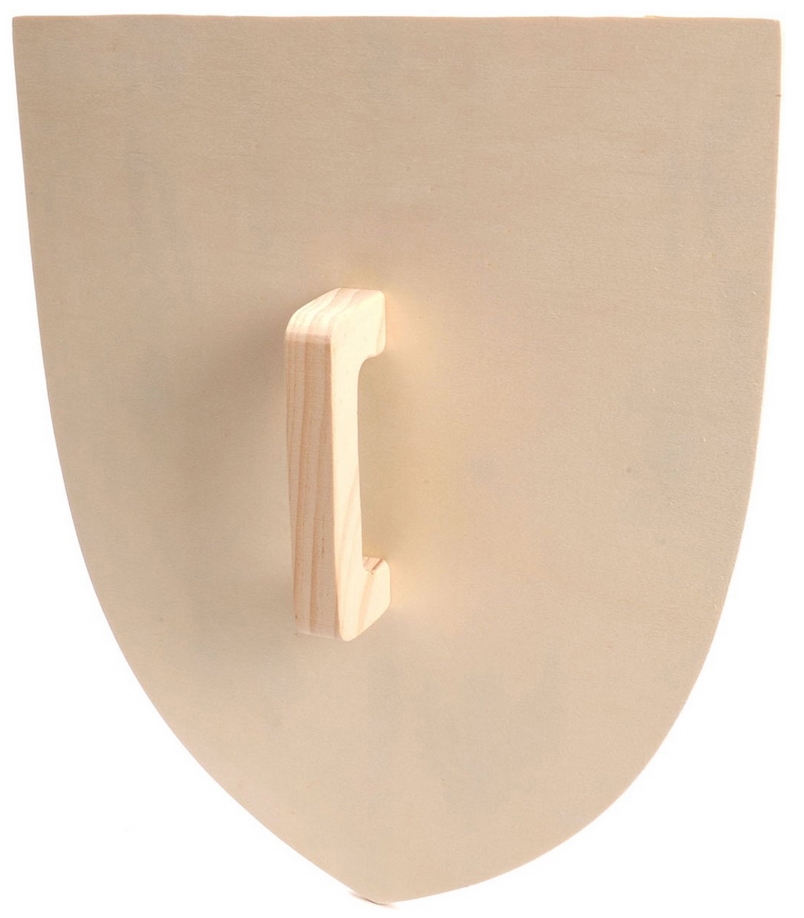 Schild lelie zwart; houten handvat