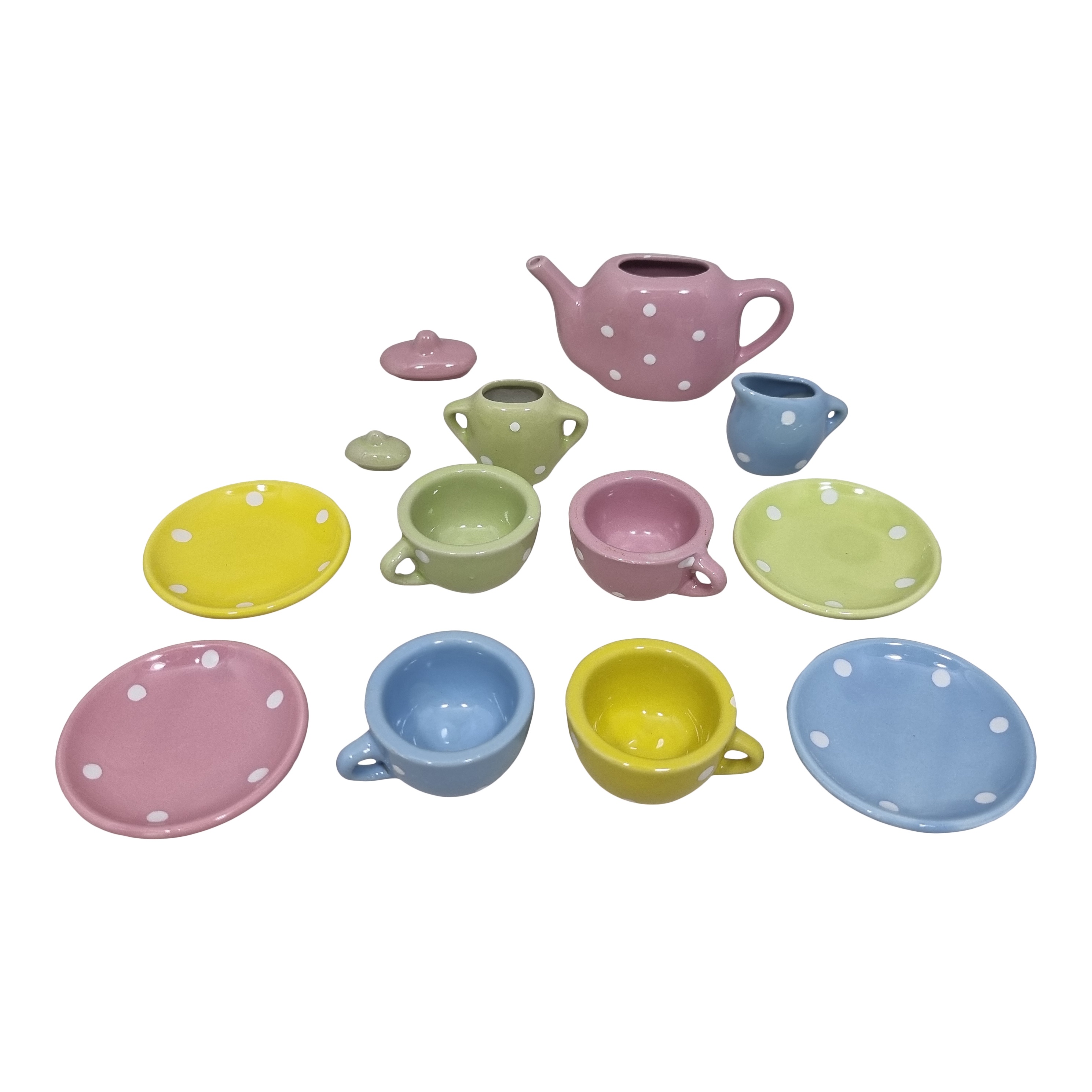 Servies porselein pastel in doos; 13-delig
