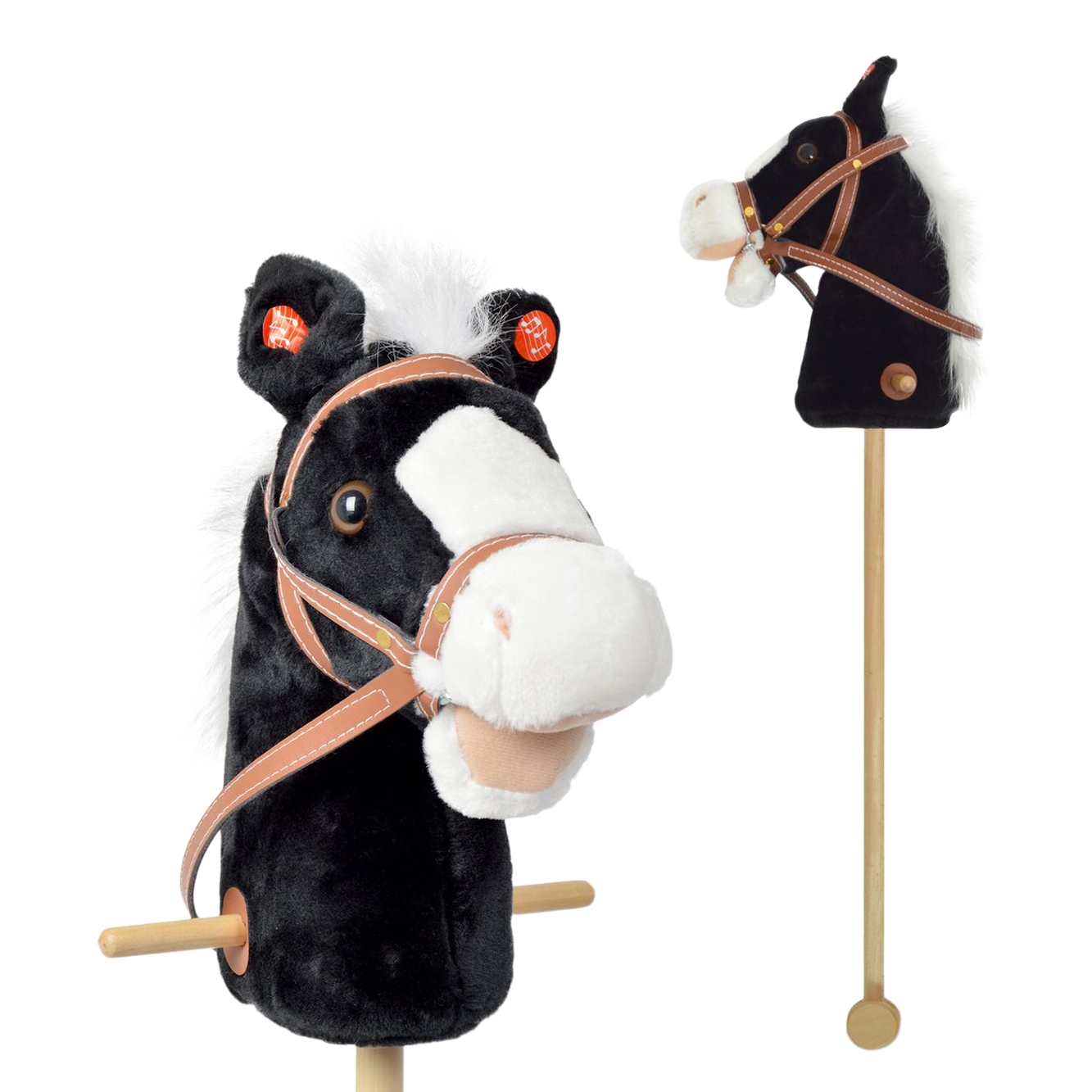 Stokpaard zwart met witte manen