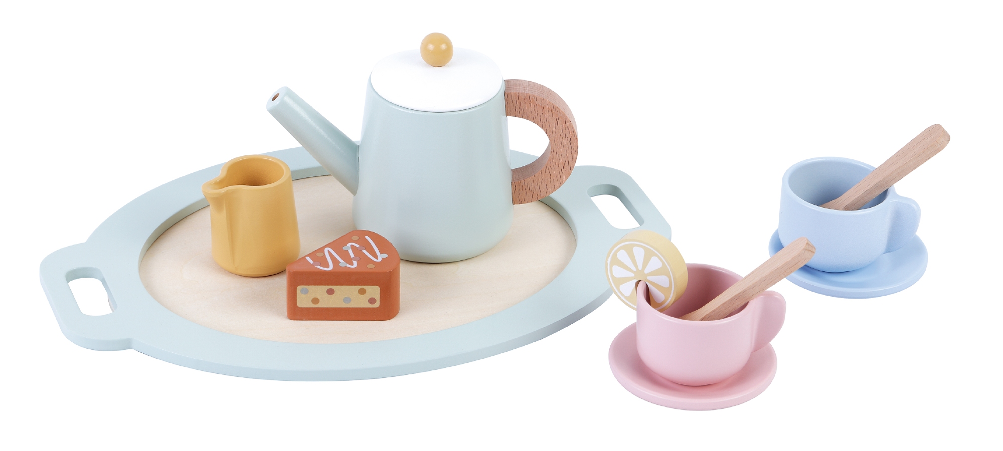 Theeservies blauw pastel