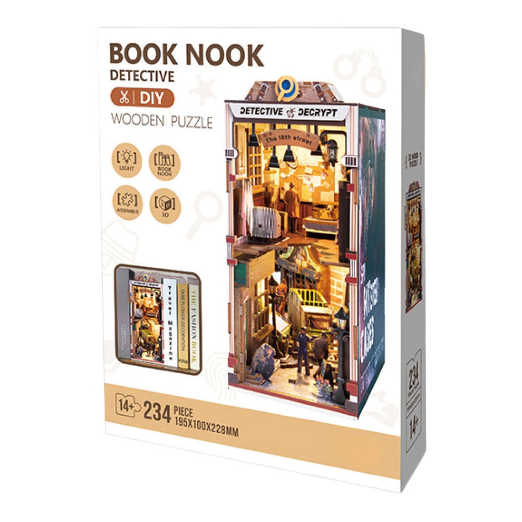 Woodworks Houten Bouwpakket Book Nook Detective met Verlichting - 371dlg