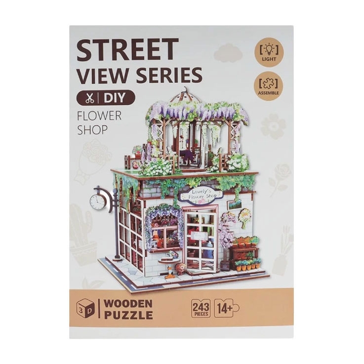 Woodworks Houten Bouwpakket Flower Shop met Licht - 238dlg