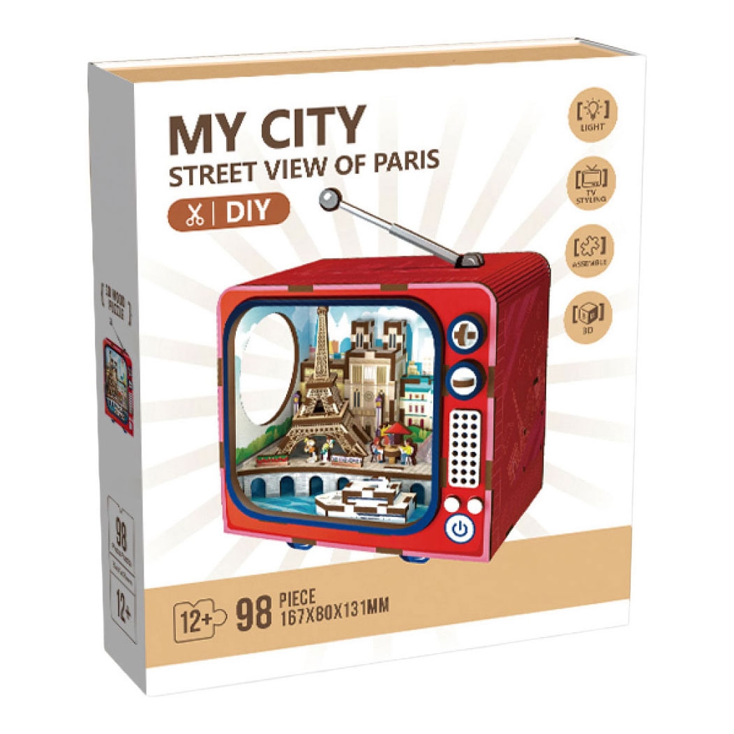 Woodworks Houten Bouwpakket street vieuw of Paris  met Licht - 98 dlg. MY CITY
