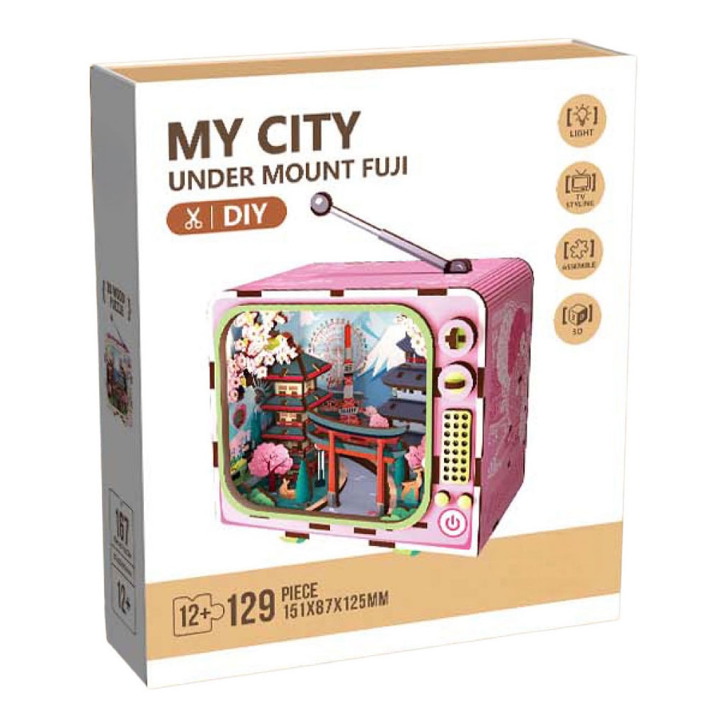 Woodworks Houten Bouwpakket under mount Fuji met Licht - 129 dlg. MY CITY