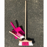 Bezemset roze met stoffer en blik; 3-delig
