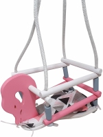 Schommel zwaan kleur met kussentje; roze/wit/grijs