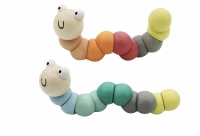 Elastische worm pastel; zacht groen etc mooi afgewerkt